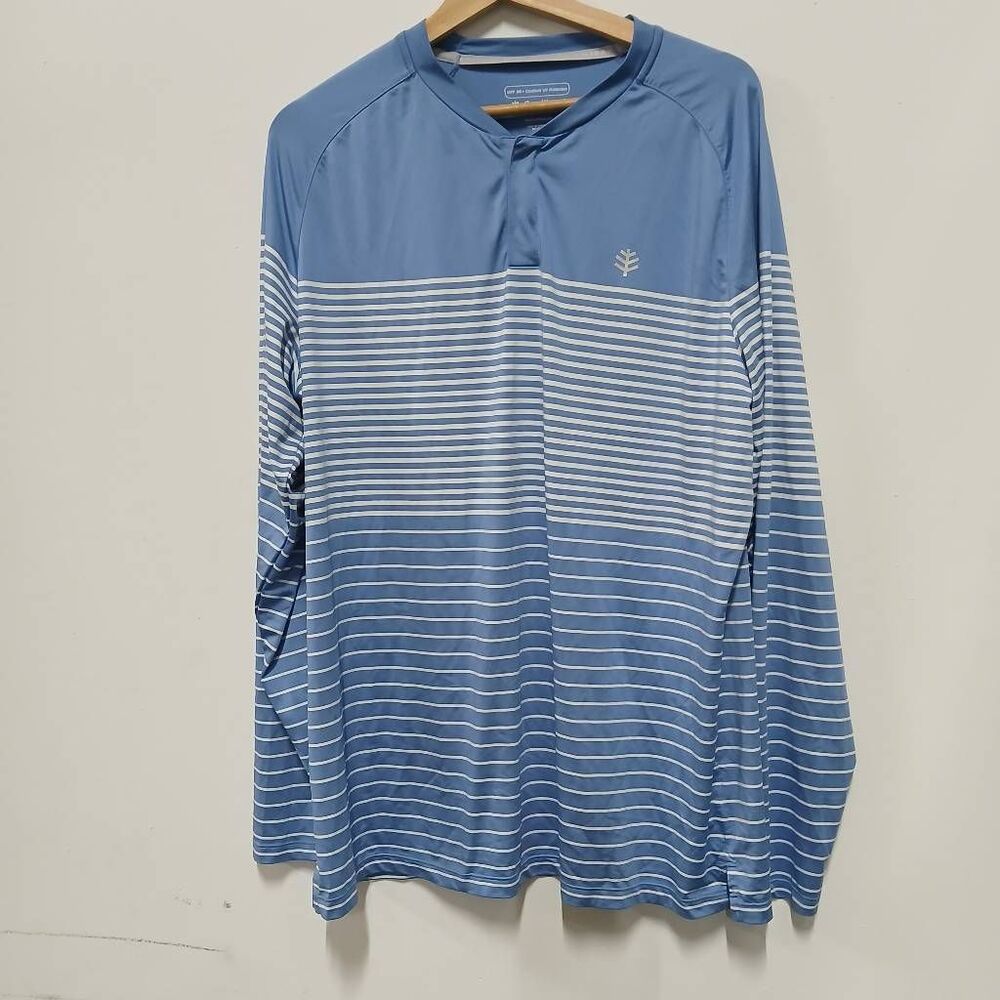 Coolibar uv sun protection longsleeve mens large Henley shirt tiebreaker